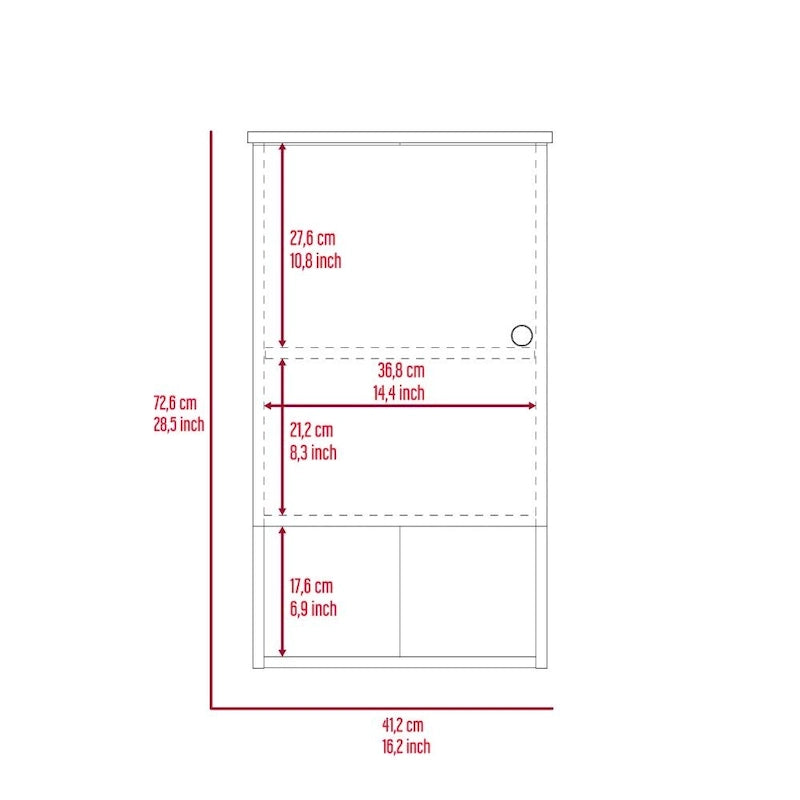 Medicine Cabinet with Two Internal Shelves, Light Oak / White Finish