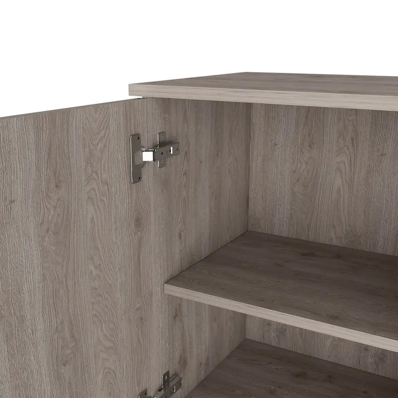Medicine Cabinet with Two Internal Shelves, Light Oak / White Finish