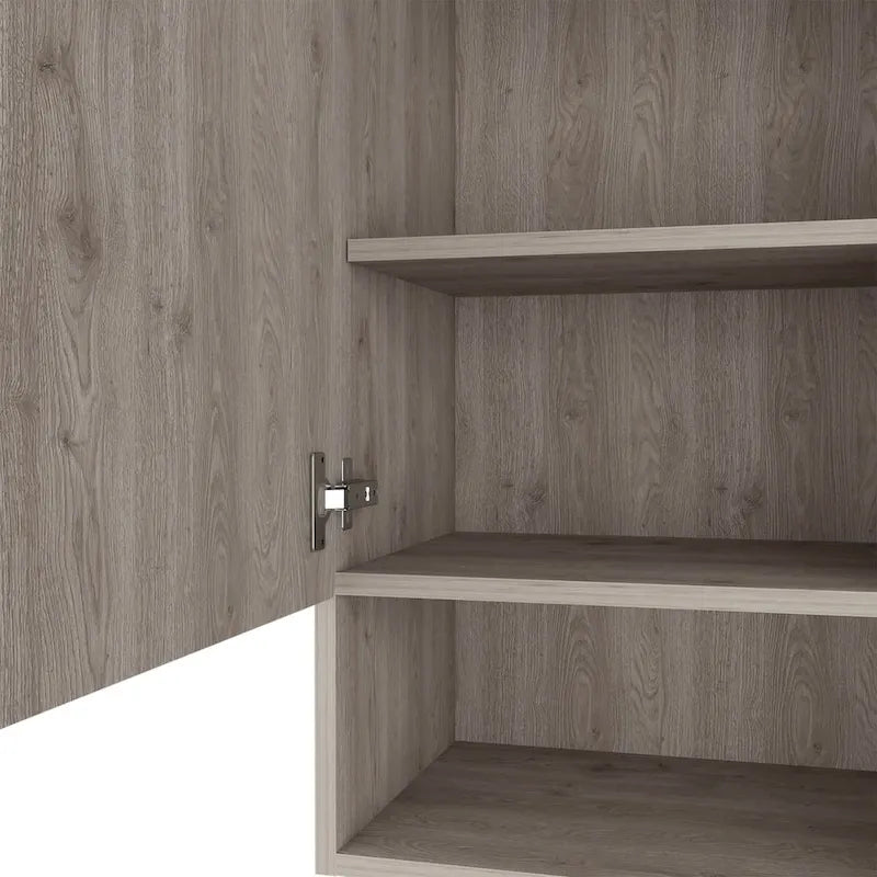 Medicine Cabinet with Two Internal Shelves, Light Oak / White Finish