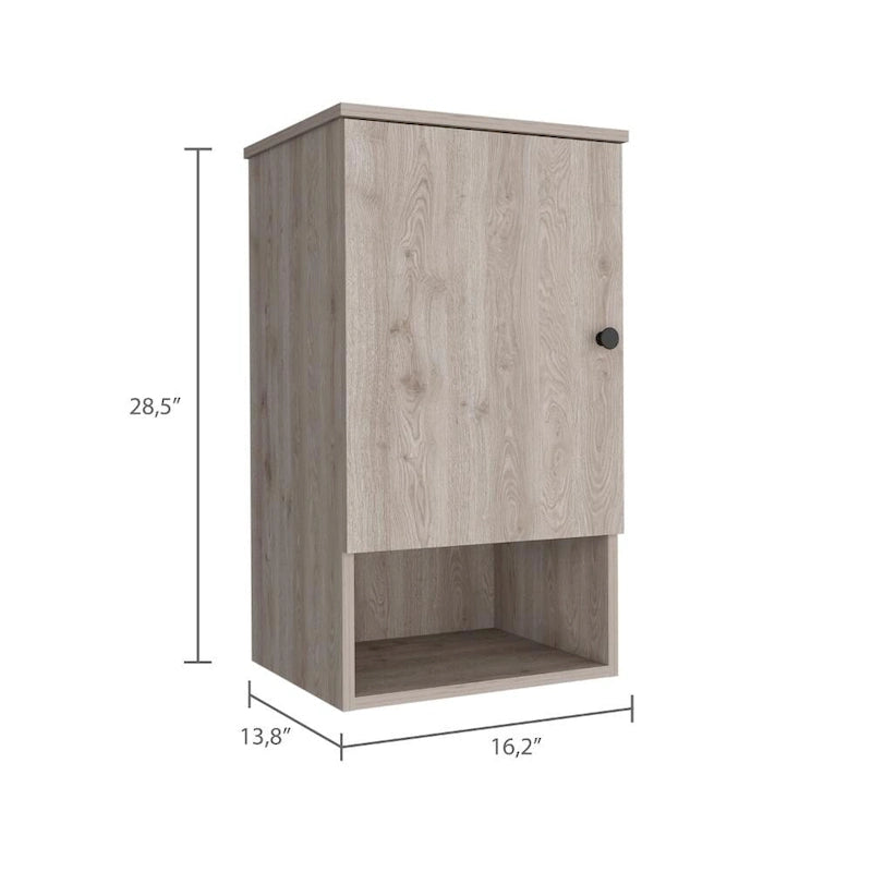 Medicine Cabinet with Two Internal Shelves, Light Oak / White Finish