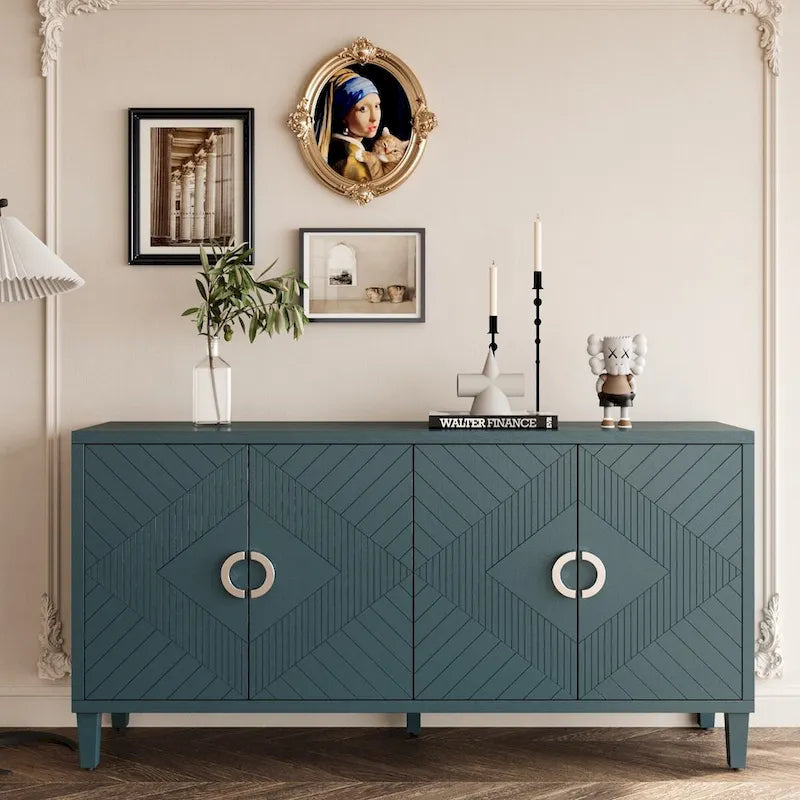 4-Door Storage Cabinet with Adjustable Shelf
