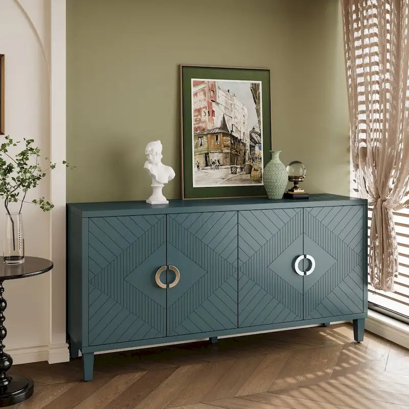 4-Door Storage Cabinet with Adjustable Shelf