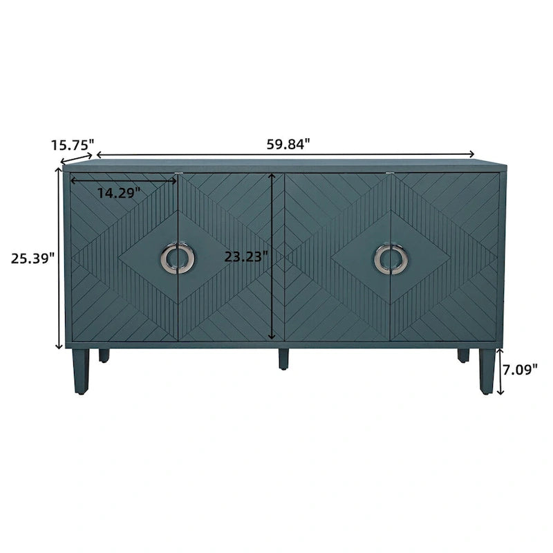 4-Door Storage Cabinet with Adjustable Shelf