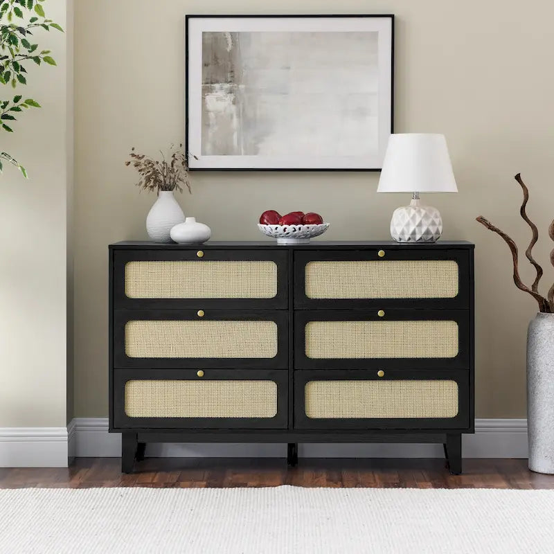 6-Drawer Rattan Storage Cabinet