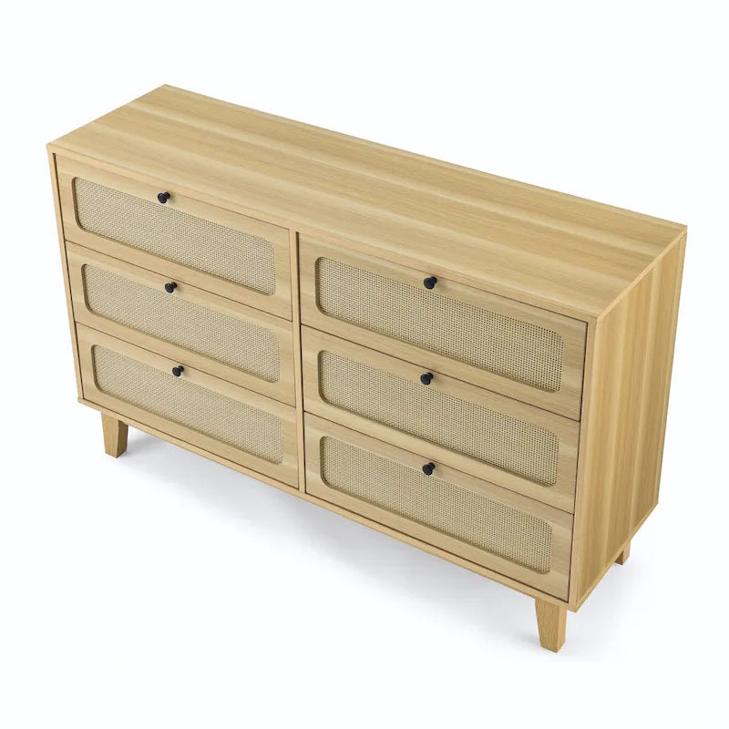 6-Drawer Rattan Storage Cabinet