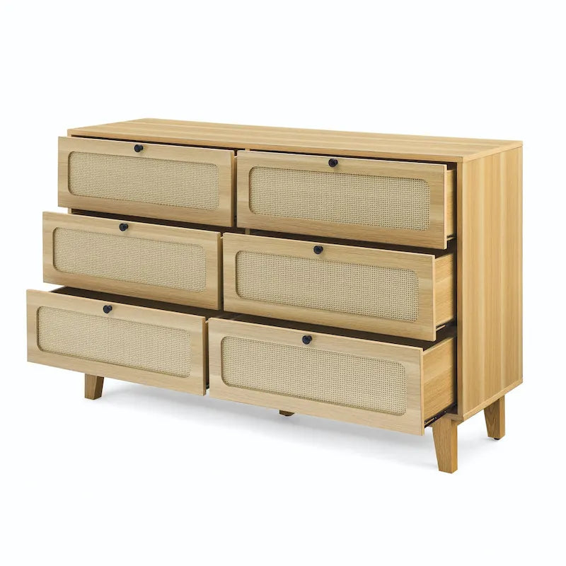 6-Drawer Rattan Storage Cabinet