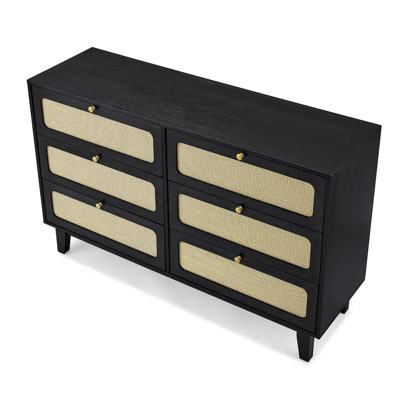 6-Drawer Rattan Storage Cabinet