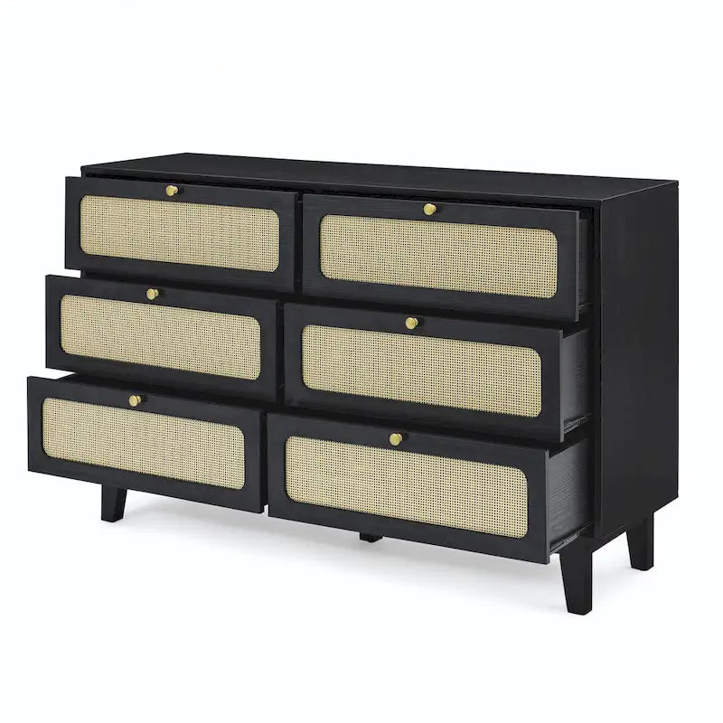 6-Drawer Rattan Storage Cabinet