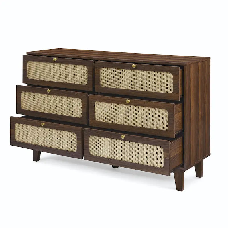 6-Drawer Rattan Storage Cabinet