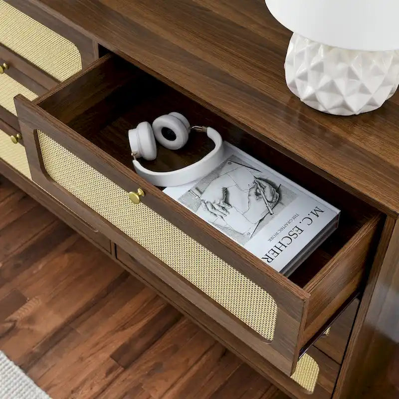 6-Drawer Rattan Storage Cabinet