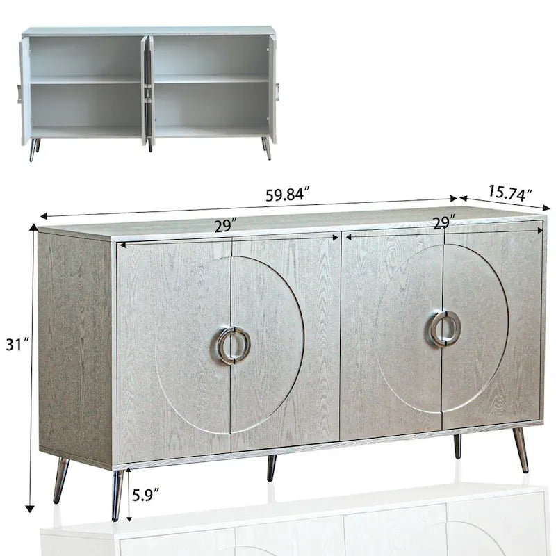 Modern Lacquered 4-Door Wooden Cabinet Sideboard for Living Room