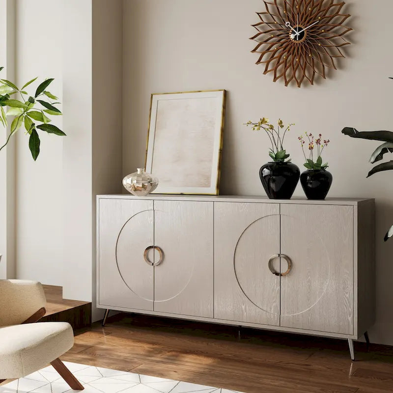 Modern Lacquered 4-Door Wooden Cabinet Sideboard for Living Room