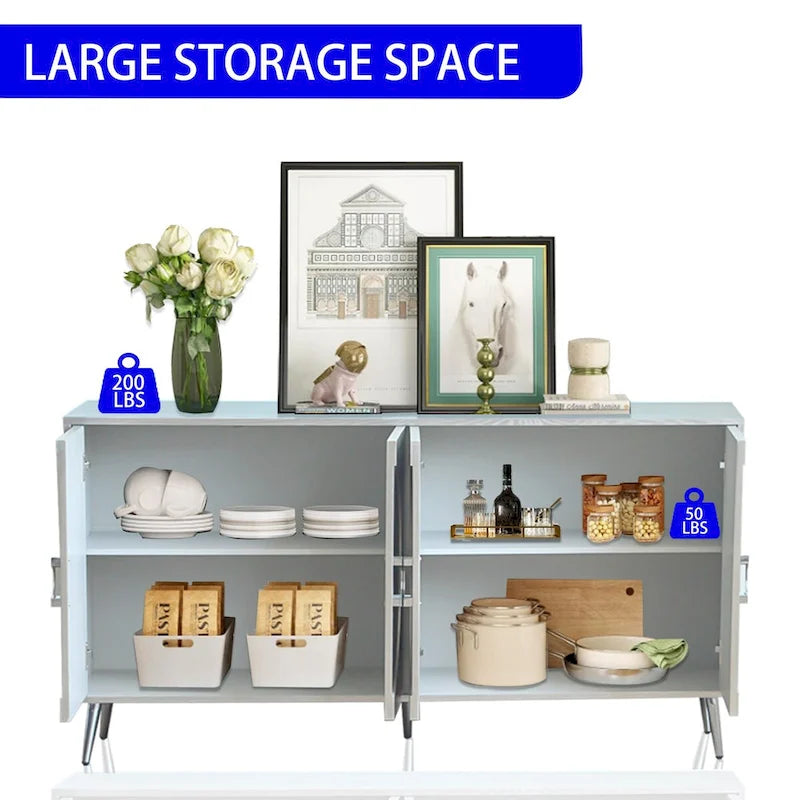 Modern Lacquered 4-Door Wooden Cabinet Sideboard for Living Room