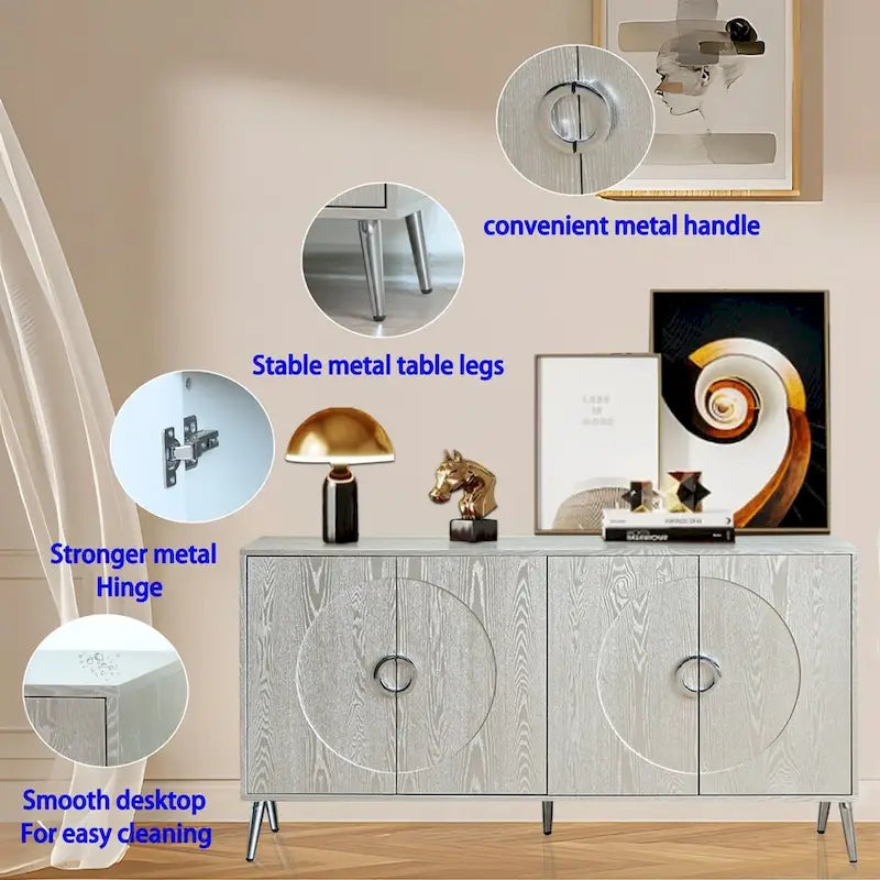 Modern Lacquered 4-Door Wooden Cabinet Sideboard for Living Room