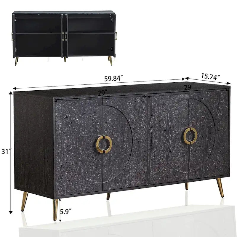 Modern Lacquered 4-Door Wooden Cabinet Sideboard for Living Room