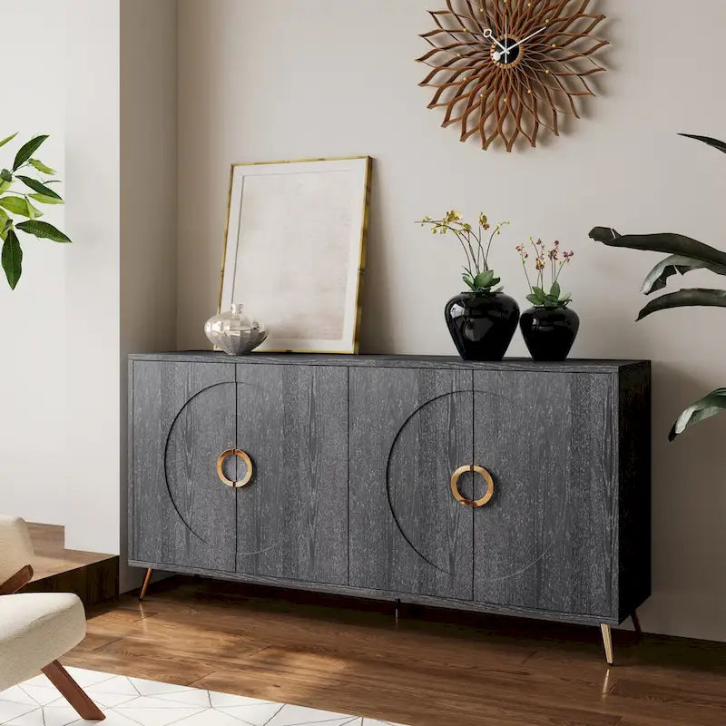 Modern Lacquered 4-Door Wooden Cabinet Sideboard for Living Room