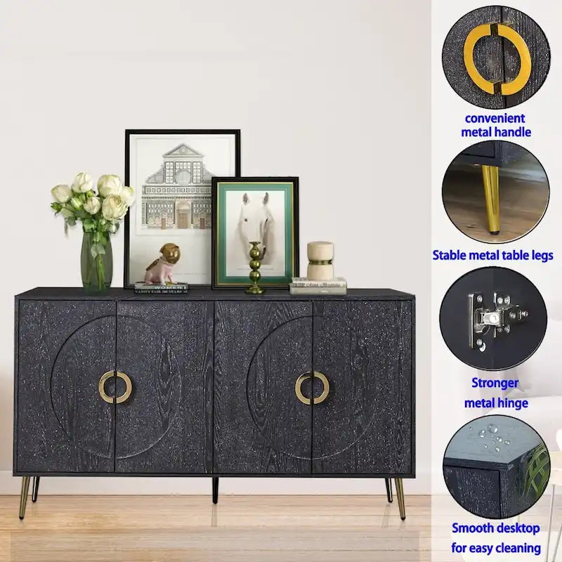 Modern Lacquered 4-Door Wooden Cabinet Sideboard for Living Room