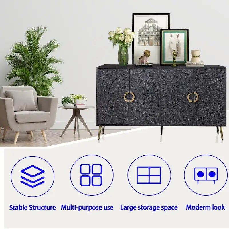 Modern Lacquered 4-Door Wooden Cabinet Sideboard for Living Room